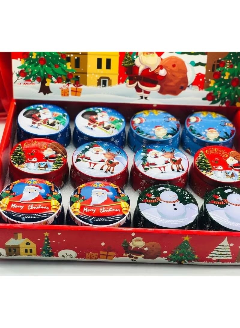 New Year and Christmas candles for the office or home with the drawing of Santa Claus. The wax inside a tin box with a very beautiful scent: