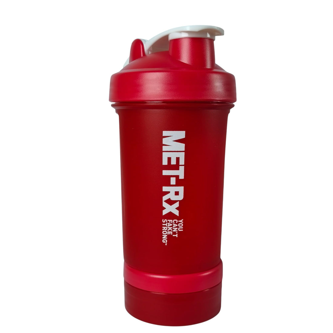 MET-RX from Md stay fit Protein Shaker Bottle with Mixing Ball, Leak-Proof Gym Shake Cup with Powder Storage and Pill Tray, BPA Free (red)