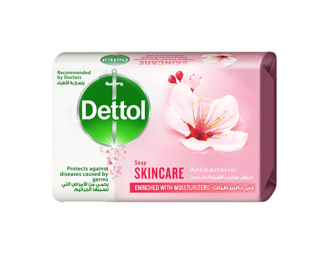 Dettol Skincare Anti Bacterial Bathing Soap Bar for effective Germ Protection & Personal Hygiene protects against 100 illness causing germs, Rose & Sakura Blossom Fragrance, 85g, Pink