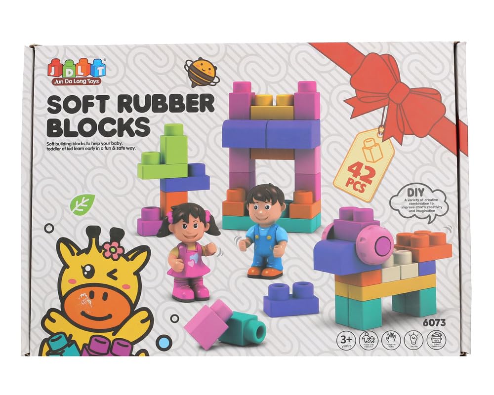 3A Silicone Shapes Building Blocks 42 Pieces For Kids - Multi Color 6073