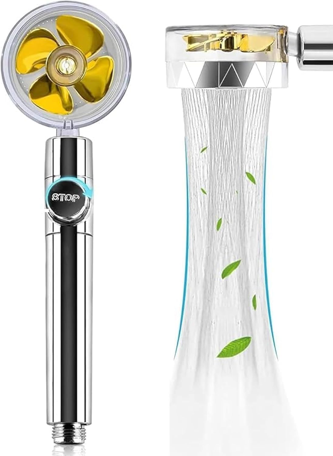 ECVV Handheld Shower Head, Handheld Turbocharged Fan Shower Head, Shower Head, High Pressure Water Saving, Pause Button, Filter Element, Rotate 360 Degrees, Adjust the Water Volume, Easy to Install