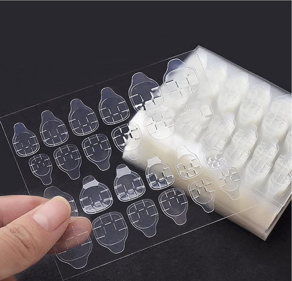 Qenixo Waterproof Breathable Jelly Double-Sided Nail Adhesive Tabs – Super Sticky Glue Stickers for Press-On Nails, Flexible & Transparent Manicure – 10 Sheets (240 Pcs)