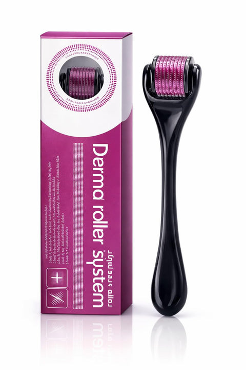 Derma Roller for Face & Hair Growth with 540 Titanium Microneedles (0.5mm) | Reduces Acne Scars, Boosts Collagen, Improves Beard & Scalp Health | Anti-Aging Skin Care & Hair Regrowth Tool