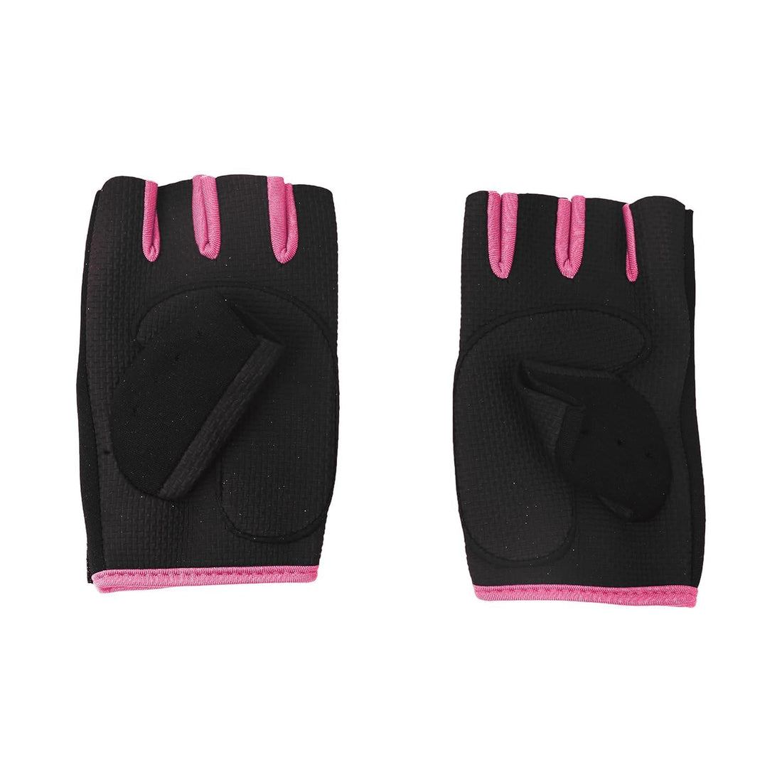 Two-Piece Fabric Gym Gloves For Strength Training - Black And Pink