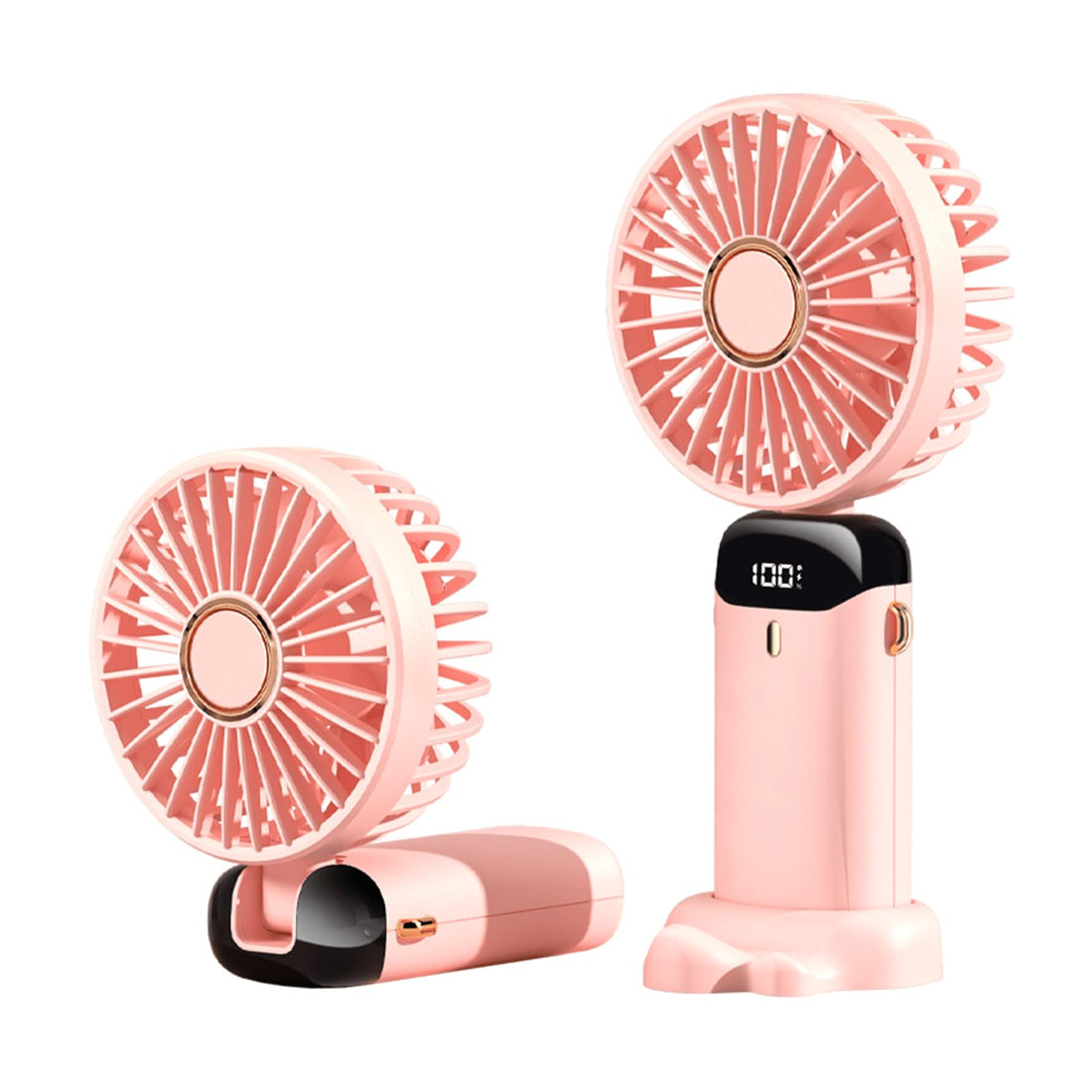 Portable Handheld Fan,Mini Foldable Desk Fan,USB Rechargeable Fans with 5 Speeds,Battery Operated Mini Handheld Fan with LED Display for Home Office Travel (Multicolor)