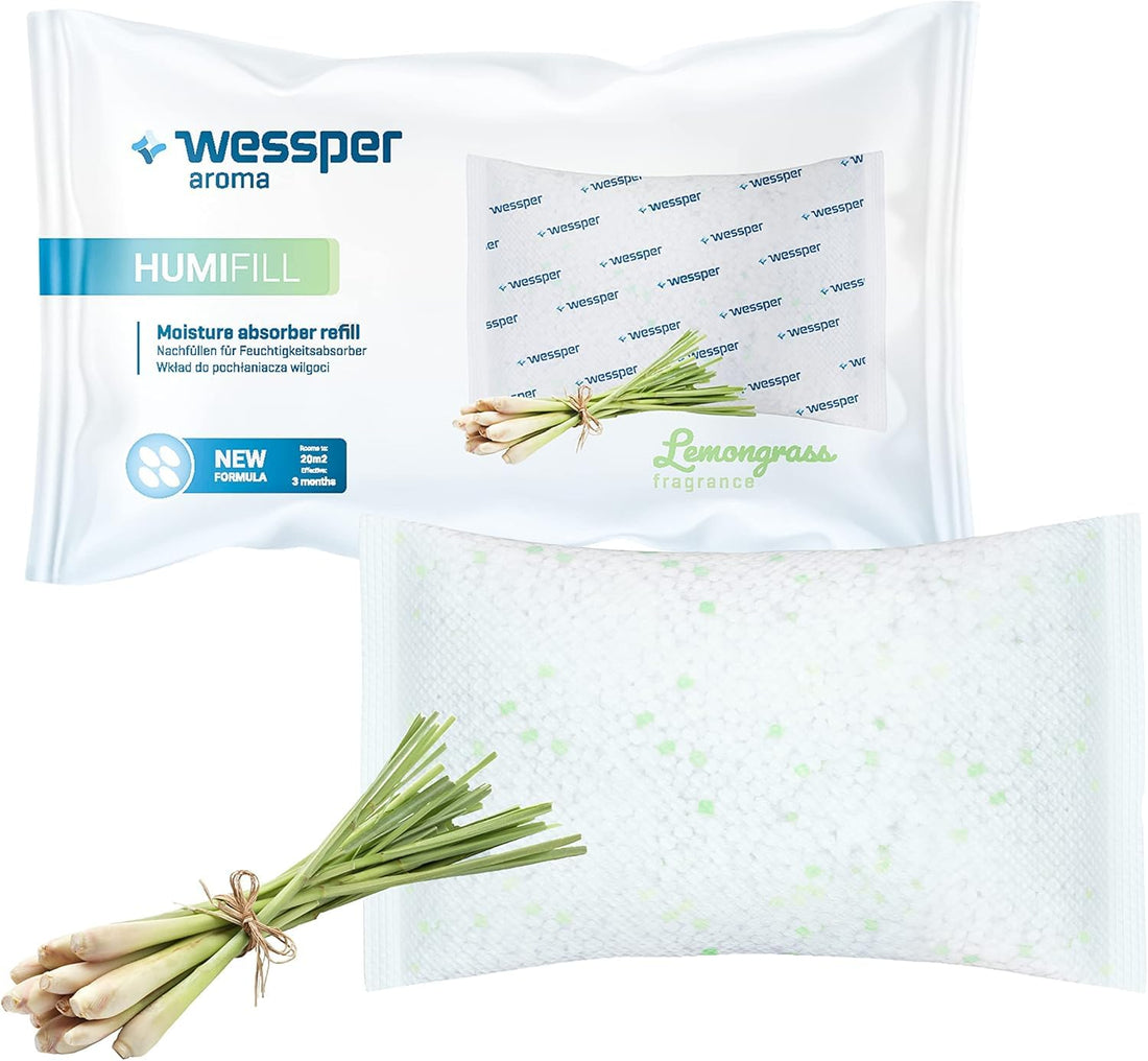 Wessper Lemongrass Dehumidifier Refill, 250g, 20m² Coverage, 9x9x2.8cm - 1PACK