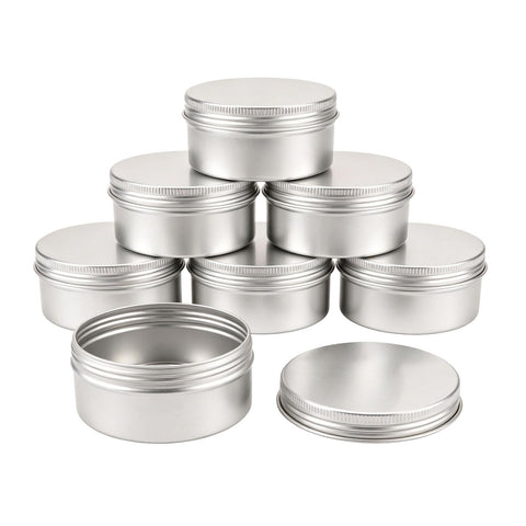 12PCS 50g Empty Refill Silver Aluminum Cosmetic Sample Packing Tins with Screw Lids Travel Round Storage Jar for Lip Balm DIY Candles Eye Shadow Powder