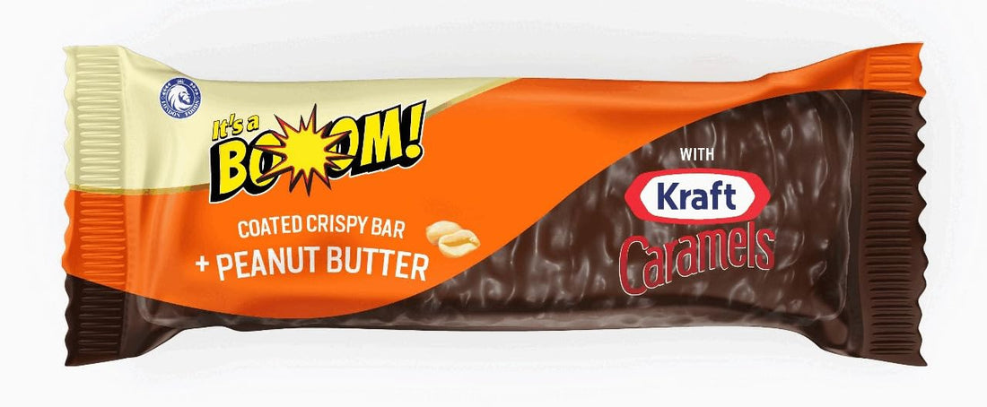 It's a BOOM! Coated Crispy Bar with Kraft Caramels and Peanut Butter, 12 Pieces