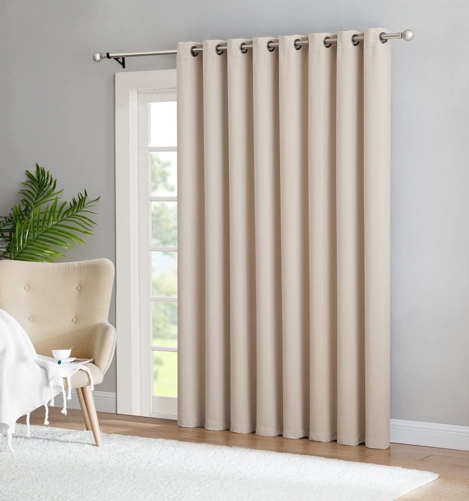 Luxury Blackout Curtains - Thermal Insulated fabric for room darkness - Grommets - Off White (200x250cm)