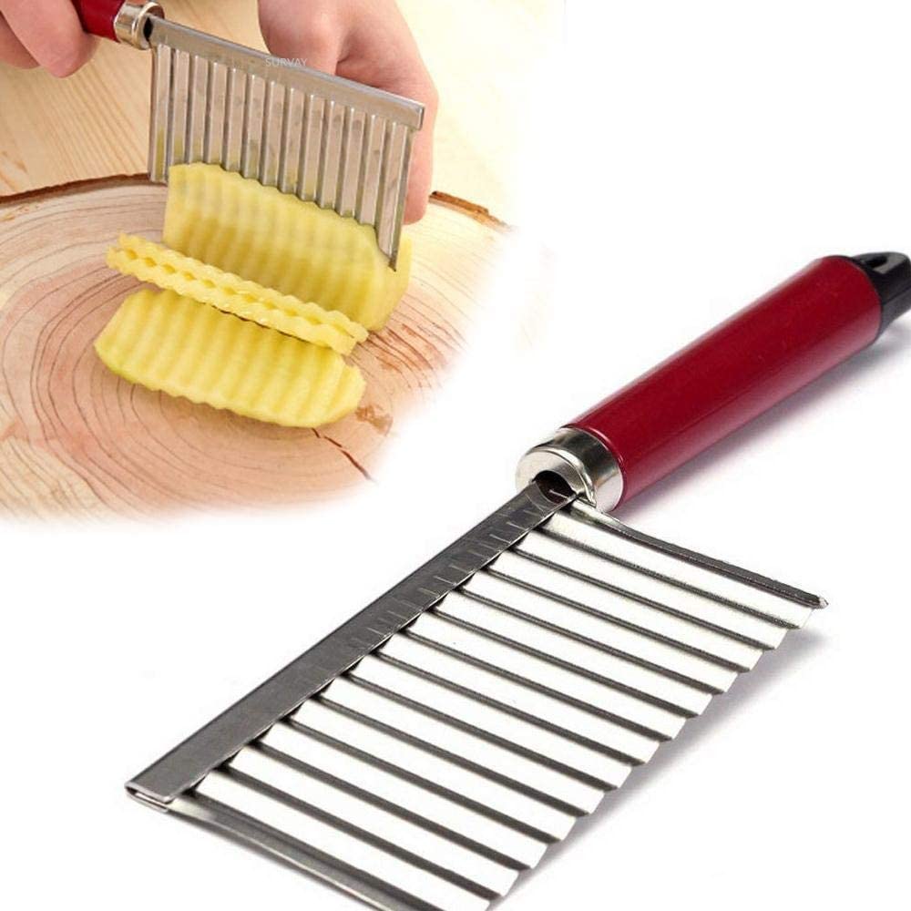 NGI Store Vegetable Potato Wavy Chopper Knife for Fruit, Vegetables, Cheese, Potatoes Vegetable Cutter Veggie Cutter Serrated Knife Stainless Steel