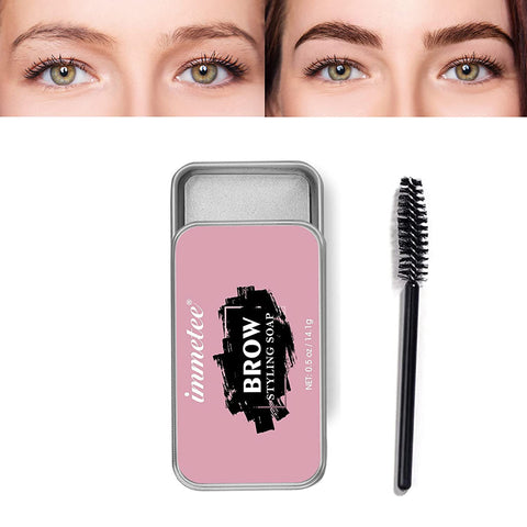 immetee Eyebrow Soap, Excellent Stereotypes Eyebrow Styling Wax, Long-lasting Waterproof Eyebrow Enhancer Gel, 3D Feathery Brows Shaping Soap Brow Freeze -0.5oz(1PC+Brush)