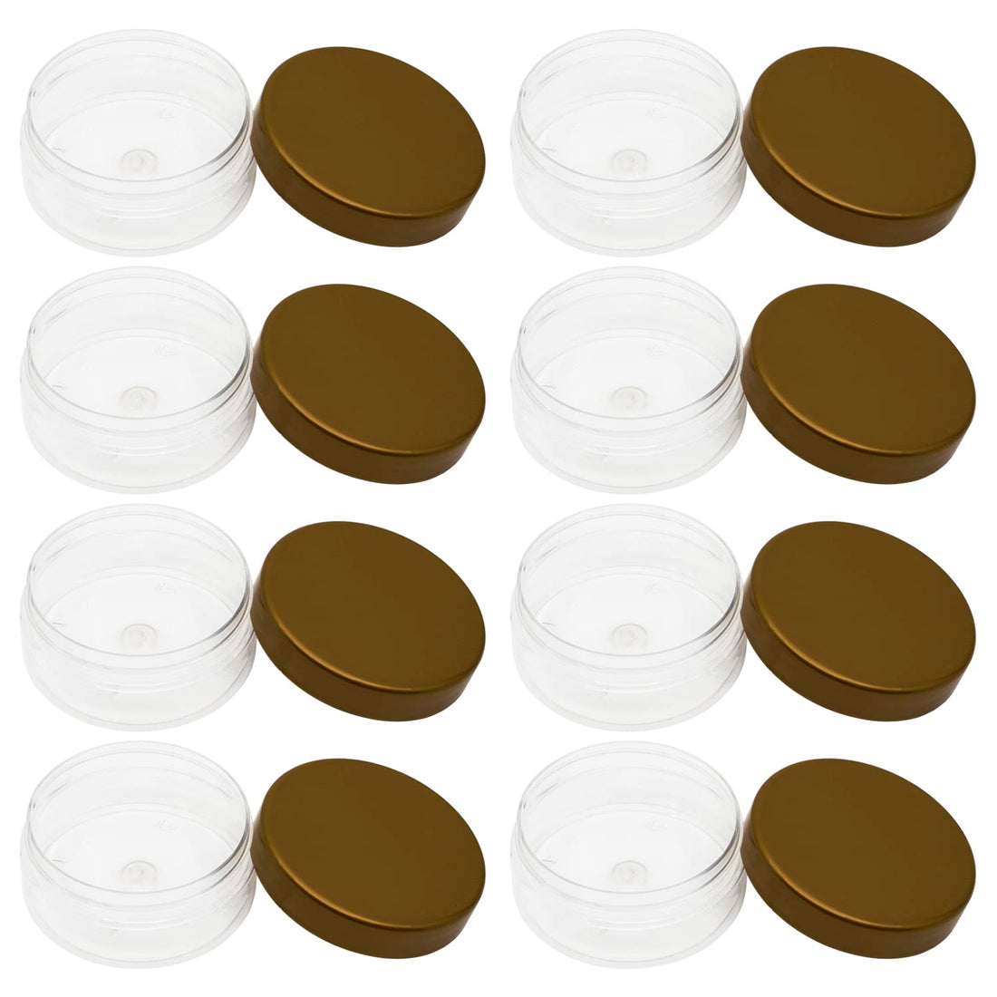 Artistic 10pcs Clear White Plastic Jar 150ml - 9 Cents Diameter - Gold Color Lid and Plastic Medicine - High Quality Healthy Plastic Vacuum Refill Storage Jar Empty Round Tins Storage Jar - (Gold)