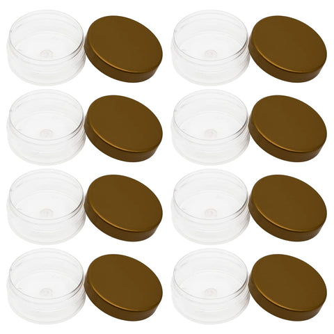 Artistic 10pcs Clear White Plastic Jar 150ml - 9 Cents Diameter - Gold Color Lid and Plastic Medicine - High Quality Healthy Plastic Vacuum Refill Storage Jar Empty Round Tins Storage Jar - (Gold)