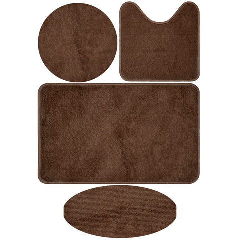 Mac Carpet Austin Bath Mats4 Pcs Set - (1) 44X76 - (1) 44X46 - (1) 44X48 - (1) 30X68 - Brown