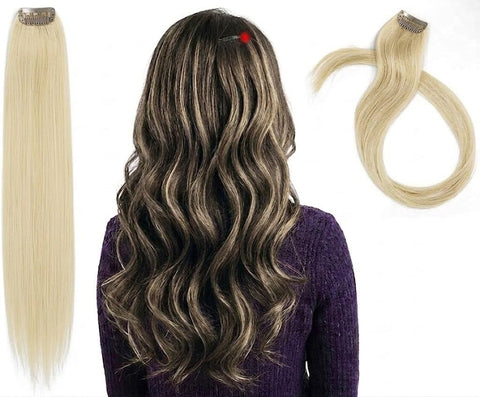 ONE Clip in Hair Extensions Color Hair Extensions for women Girls Colorful Synthetic Straight Hairpieces Colored Party Highlights Multi-Colors Long Hairpiece (22 Inch-60CM)-1pc -N 88