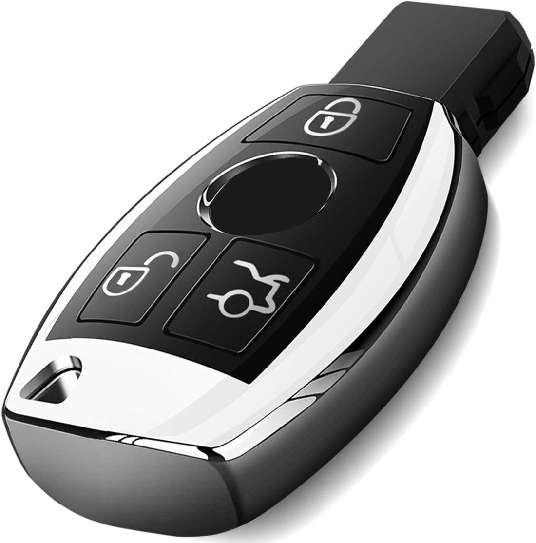 Intermerge for Mercedes Benz Key Fob Cover, Special Soft TPU Key Case Cover Protector Compatible with Mercedes Benz C E S M CLS CLK G Class Keyless Smart Key Fob_Silver