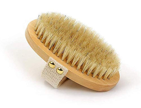 Dry Skin Body Brush - Improves Skin's Health And Beauty - Natural Bristle - Remove Dead Skin And Toxins, Cellulite Treatment, Improves Lymphatic Functions, Exfoliates, Stimulates Blood Circulation