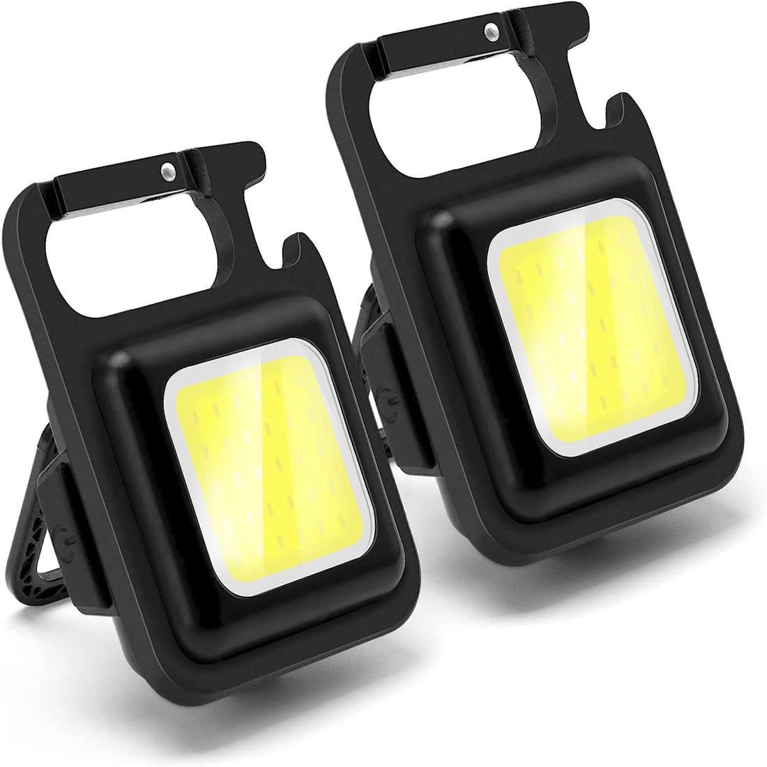 Keychain Emergency Light, Mini Rechargeable LED Flashlights,COB Keychain Work Light with 4 Light Mode Magnetic Work Light and Folding Bracket Bottle Opener, Portable Flashlight for Car Repair, Hiking