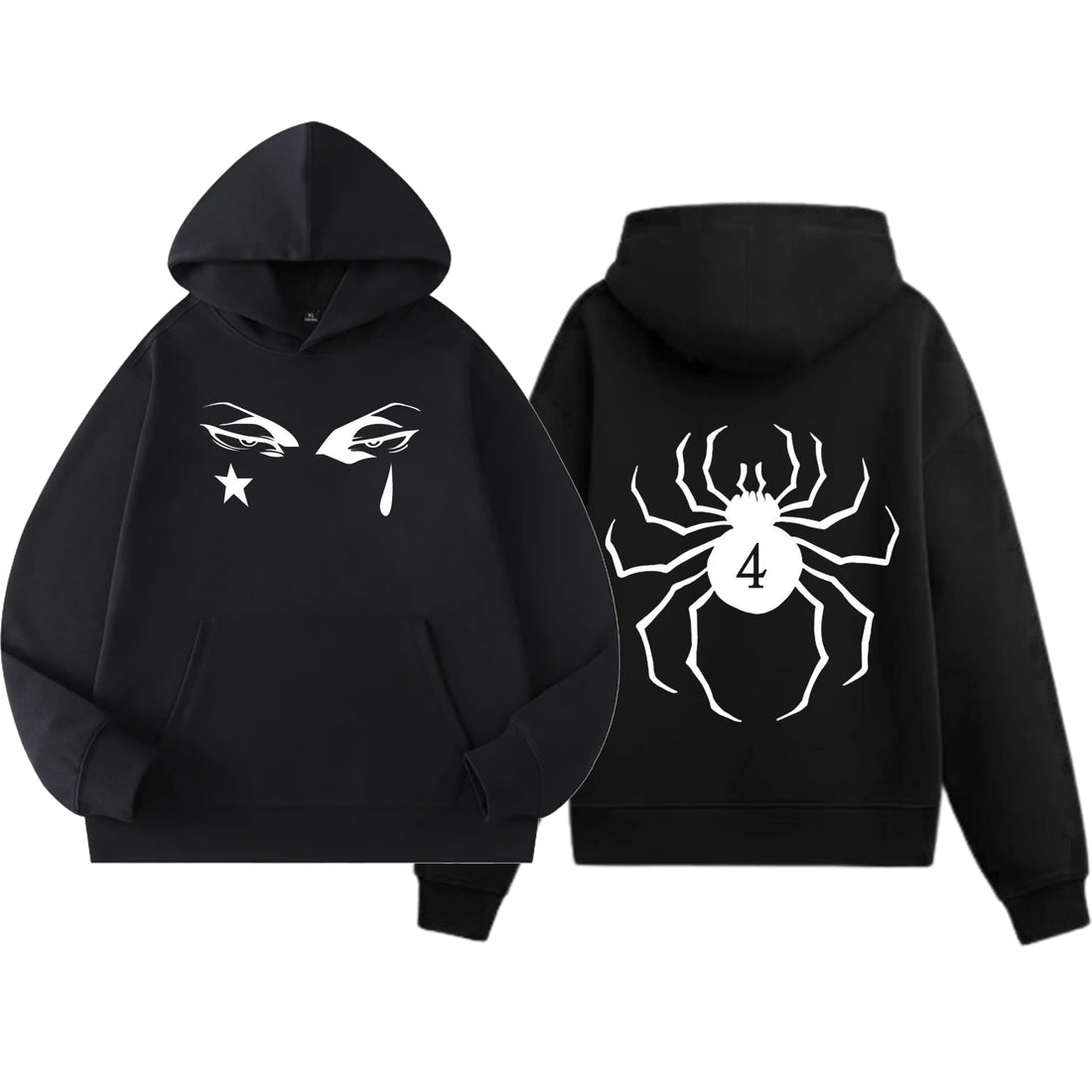 Anime Cotton Hoodie, Black with Amazing Print Design, Pullover Sweatshirt unisex1