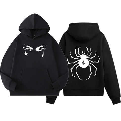 Anime Cotton Hoodie, Black with Amazing Print Design, Pullover Sweatshirt unisex1