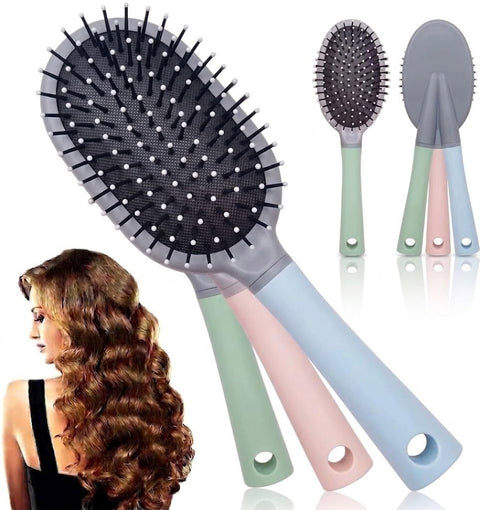 Hair Styling Paddle Brush Detangling Massage Comb for Curly Thick Straight Hair Comfortable Non-skid Handle for Wet and Dry Use for Scalp Massaging and Easy Combing-MULTICOLOR-1PC