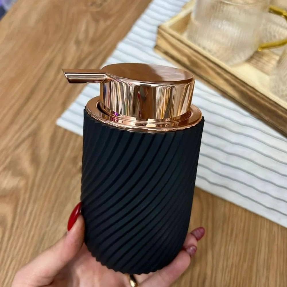 Generic Soap and Shower Gel Dispenser with Pump, Black with Rose Gold Finish, .mk