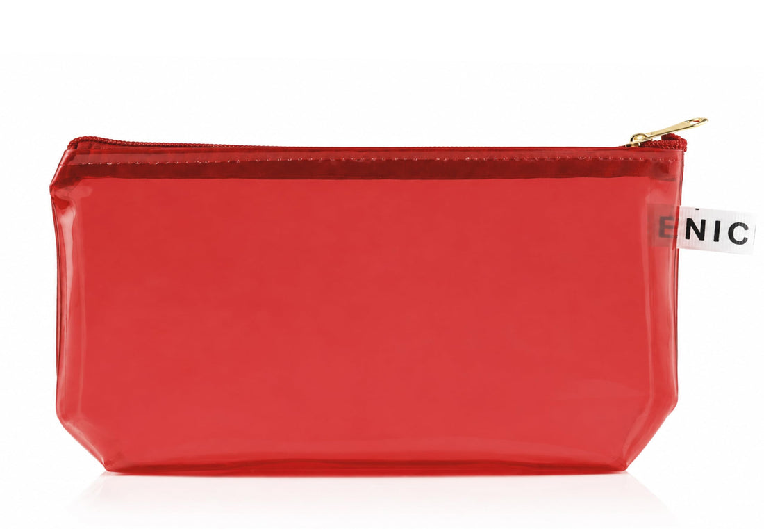 Transparent Wristletless Bag - Stylish Handbag For Makeup & Cosmetic & Accessories, Lightweight Travel Clutches For Women (Red)