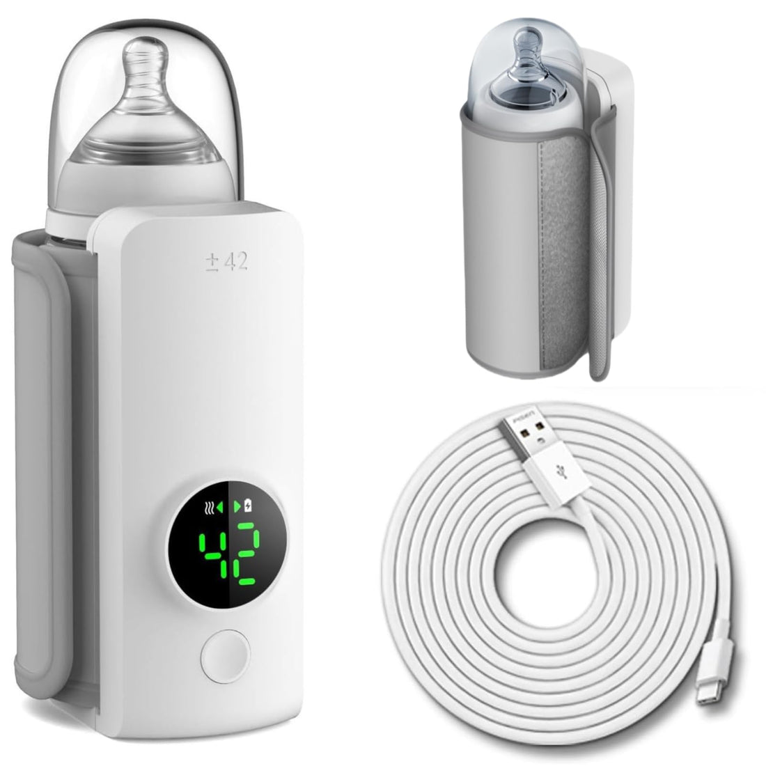 Bottle Warmer On The Go,Portable Bottle Warmer For Travel,Rapid Heating,Battery Operated Infant Milk Warmer Bottle Sleeve