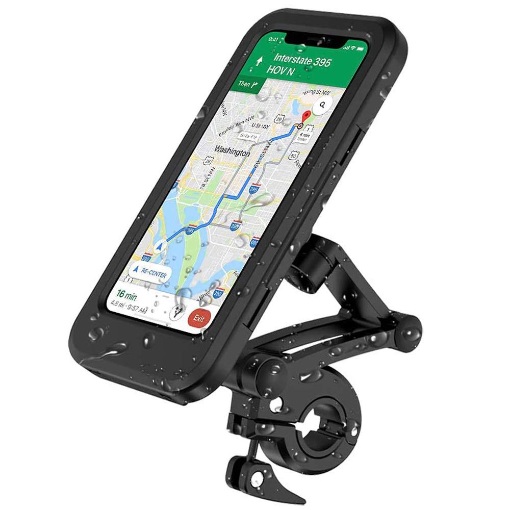 Bicycle Phone Holder Waterproof Motorbike Phone Holder Handlebar Bag with Touch Screen 360° Rotation Adjustable Motorcycle Bike Handlebar Phone Mount for IPhone Samsung Huawei & All 4-6.8" Phone