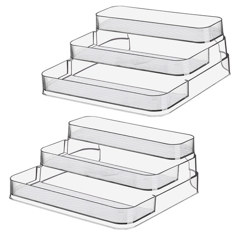 2pcs Acrylic Spice Rack, No Assembly Clear 3 Tier Condiment Bottle Shelf Vanity Organizer for Cabinet Kitchen Bathroom