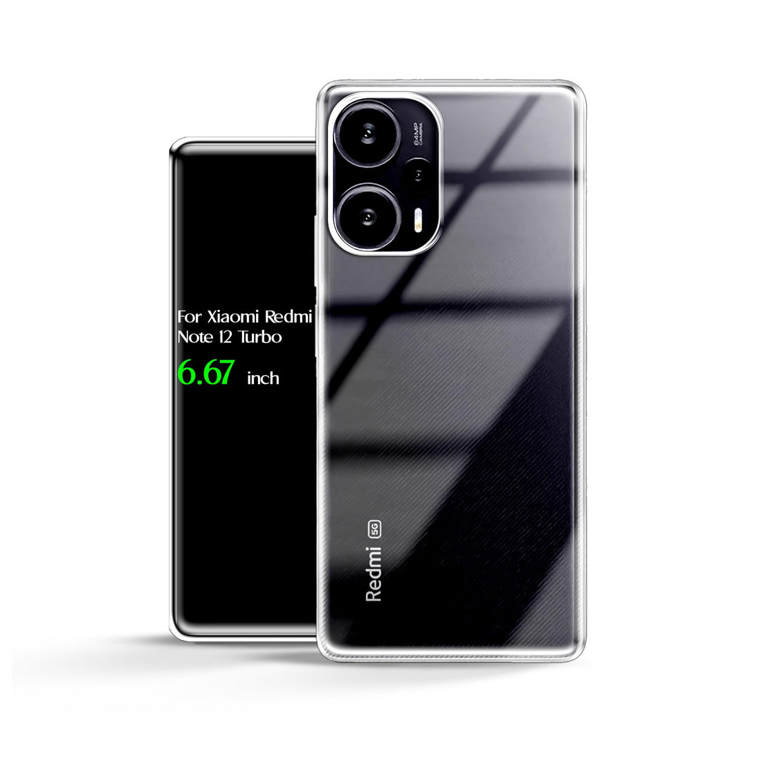 For Xiaomi Redmi Note 12 Turbo HD Transparent Tpu Silicone Back Cover, Anti Yellowing And High Protective From Shocks Compatible with Xiaomi Redmi Note 12 Turbo (6.67") (Transparent)