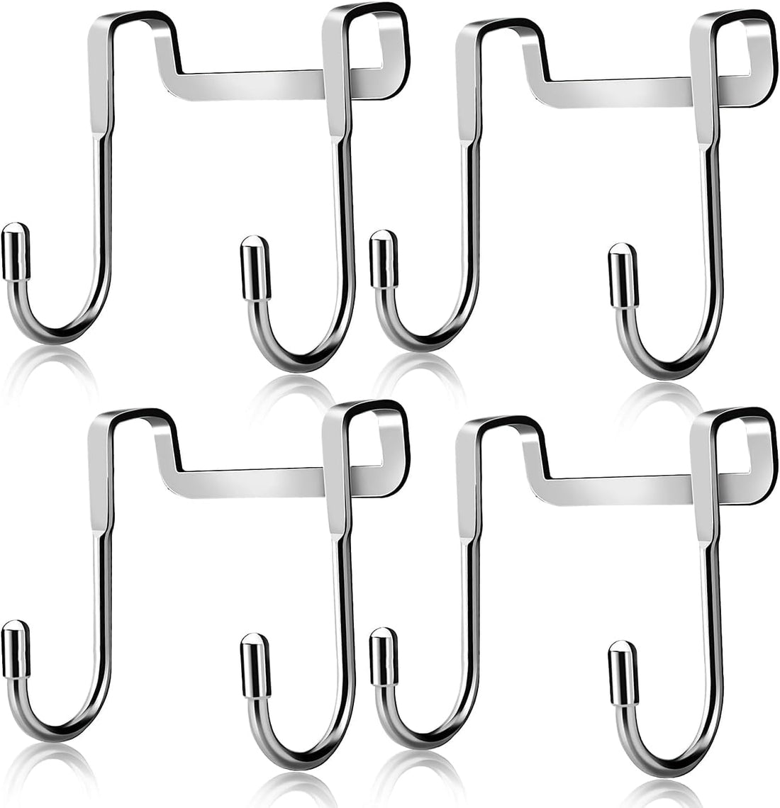 Lonimia 4pcs Over Door Hook, Hanger Stainless Steel Shower Towel Hooks for Hanging, S Shaped Heavy Duty Multipurpose Cupboard Narrow Door Hooks for Bathrooms Kitchen Cabinet Wardrobe