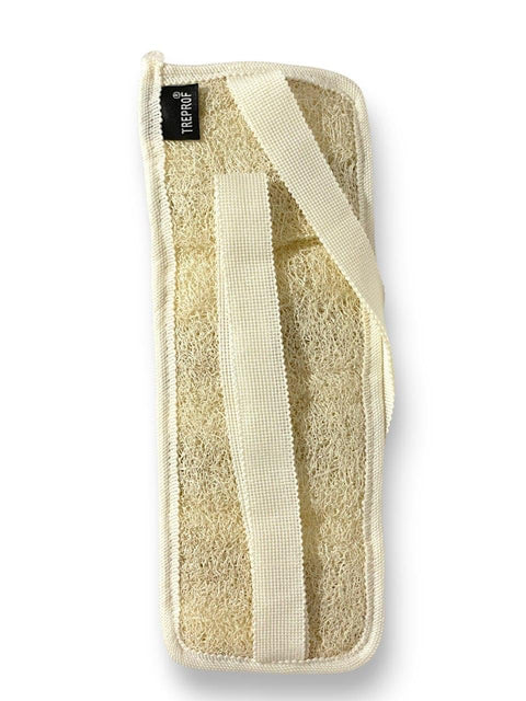 Tre-5110 Natural Oval Double-Faced Massage Loofah With Fabric Handle For Bath, Spa, And Shower – Beige – Pack Of 1