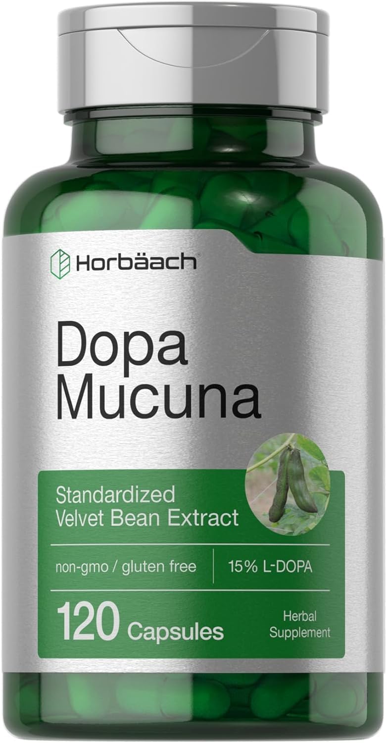 Dopa Mucuna Capsules, Natural L-Dopa Support for Mood, Motivation, Cognitive Function, 120 Capsules, 100 grams