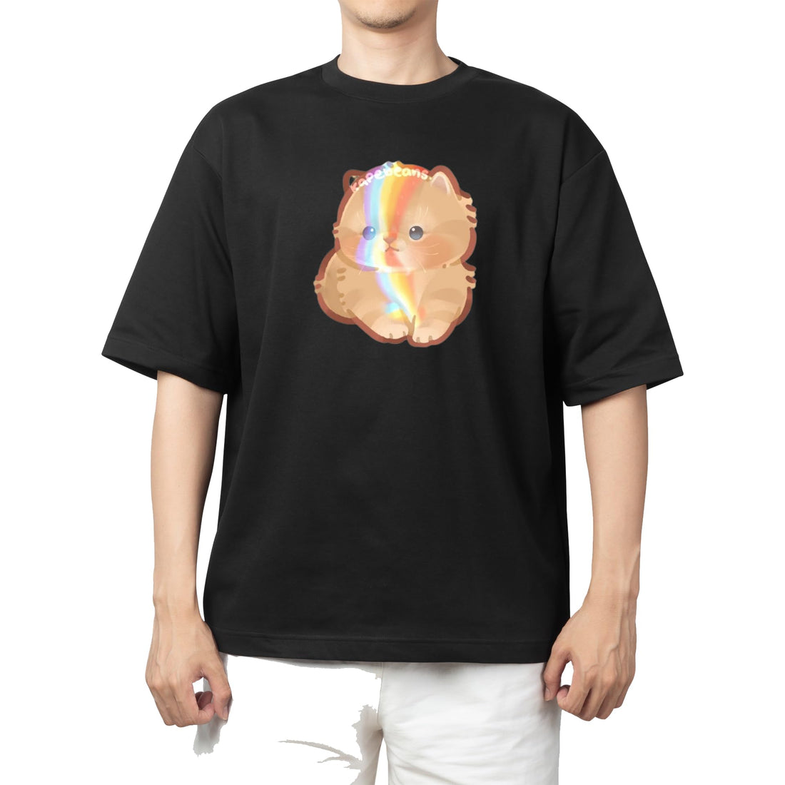 CUTE kawaii kitty cat black t-shirt oversize 47