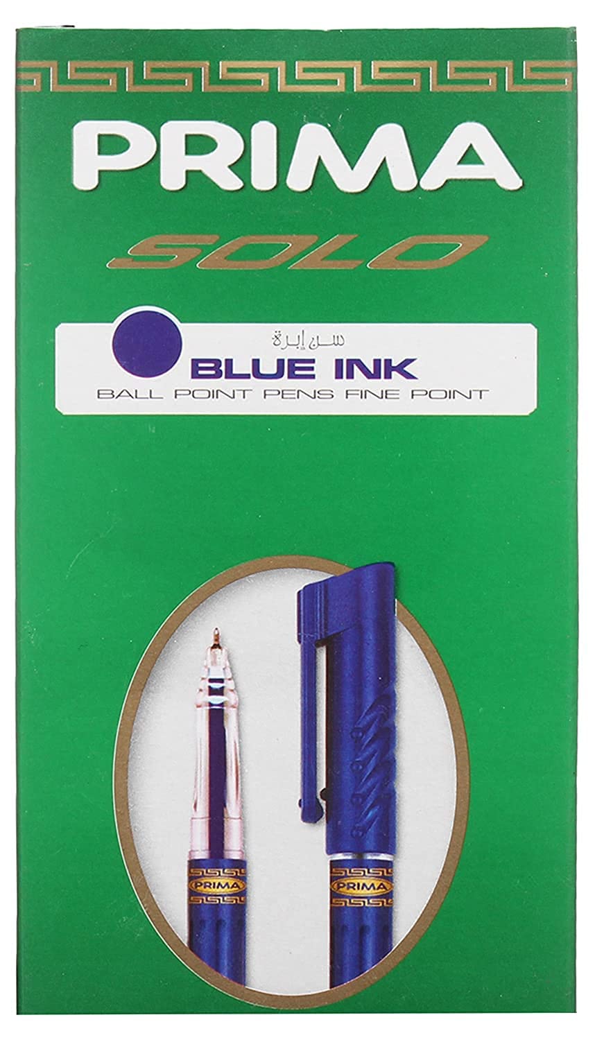 Prima solo ballpoint pen, needle tip, blue - pack of 24