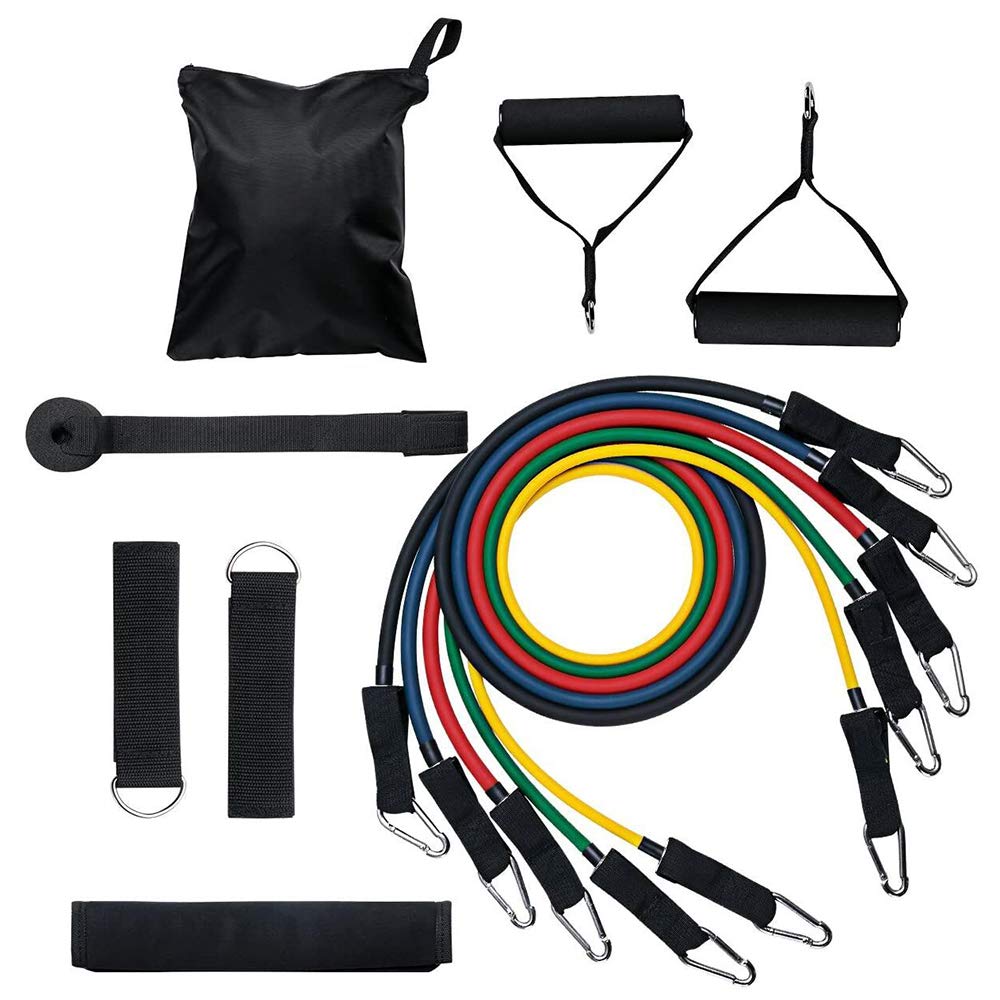 Generic RuleaxAsi 1# Resistance Bands Set (11pcs) Exercise Bands with Door Anchor Handles Ankle Strap and Carrying Bag Legs Ankle Straps for Physical Therapy Home Workouts Gym Travel