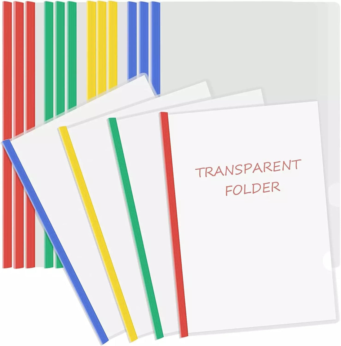 Future X Plastic A4 Size | Stick Transparent File Folder Stick File/Strip File for A4 Paper Holder Storage Case Organizer, My Clear Plastic 100 microns (Transparent_Pack of 10)