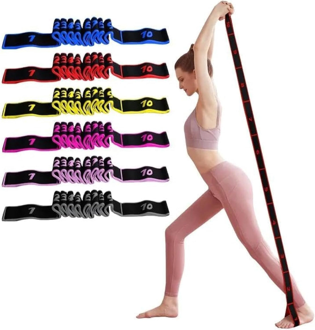 TRUE FIT®Ultimate Pro Premium Yoga Strap, expandable loop straps, elastic bands with loops, flexible strap for leg stretching for yoga and flexibility for physical therapy, Pilates, yoga, and dance.