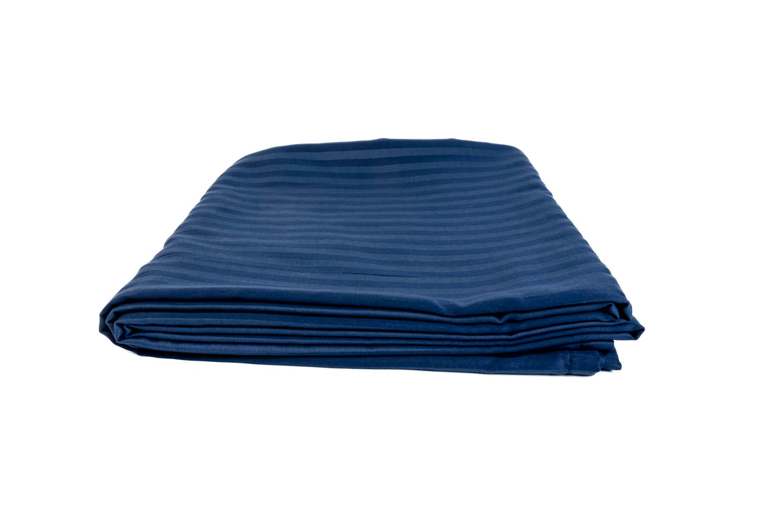 Striped Flat Sheet - Fine Quality For Hotels and Home Décor - Consists of 1 Flat Sheet 240cm * 240cm - Fits Matresses Up to 30cm - Brushed Cotton - Dark Blue