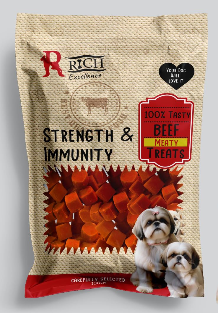 Rich Excellence Premium Dog Treats Variety Pack, Beef for Strength and Immunity, Liver with B12 and Vital Protein, Duck for Lean Protein, 100% Natural Meaty Training Treats (Beef)