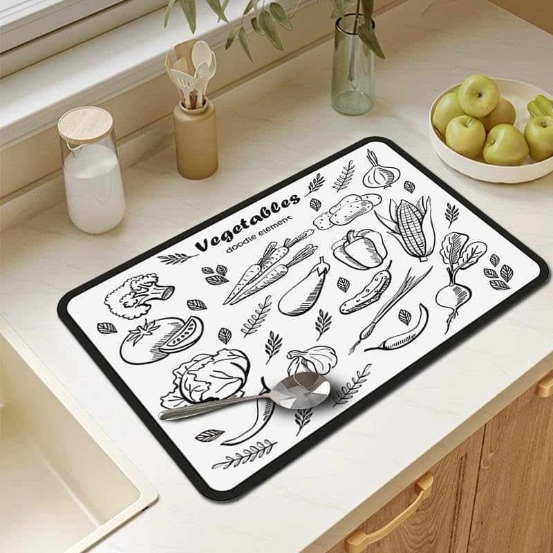 High Performance Dish Drying Mat for Kitchen Use - Stain, Leak and Heat Resistant - Easy to Clean - Ideal for Counters, Sink Sinks, Dish Racks and Coffee Appliances, NOW AS Al-Israa (Small(30 * 40))