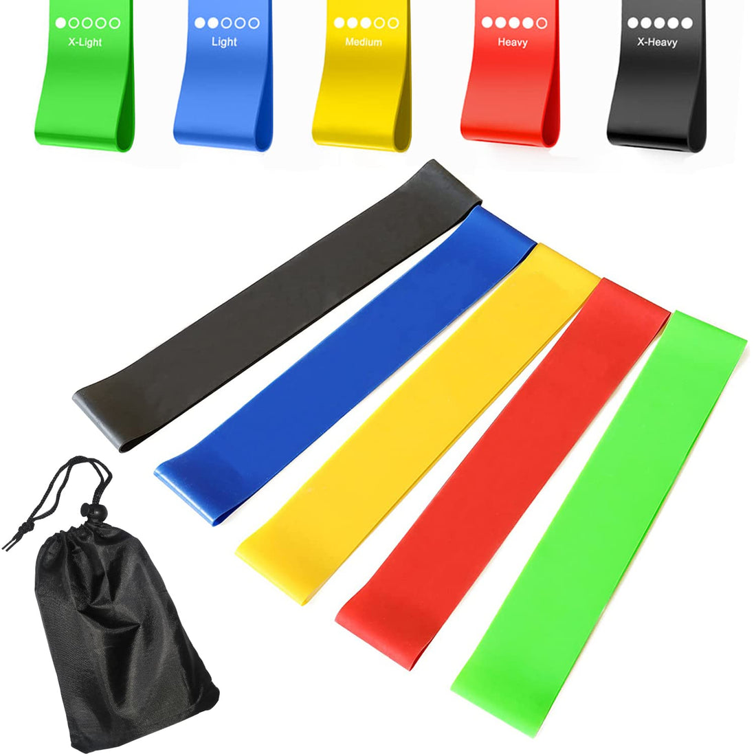 Theraband Fitness Bands Set of 5 With Carry Bag and Exercise Instructions for Muscle Building, Yoga, Pilates, Physiotherapy, Training