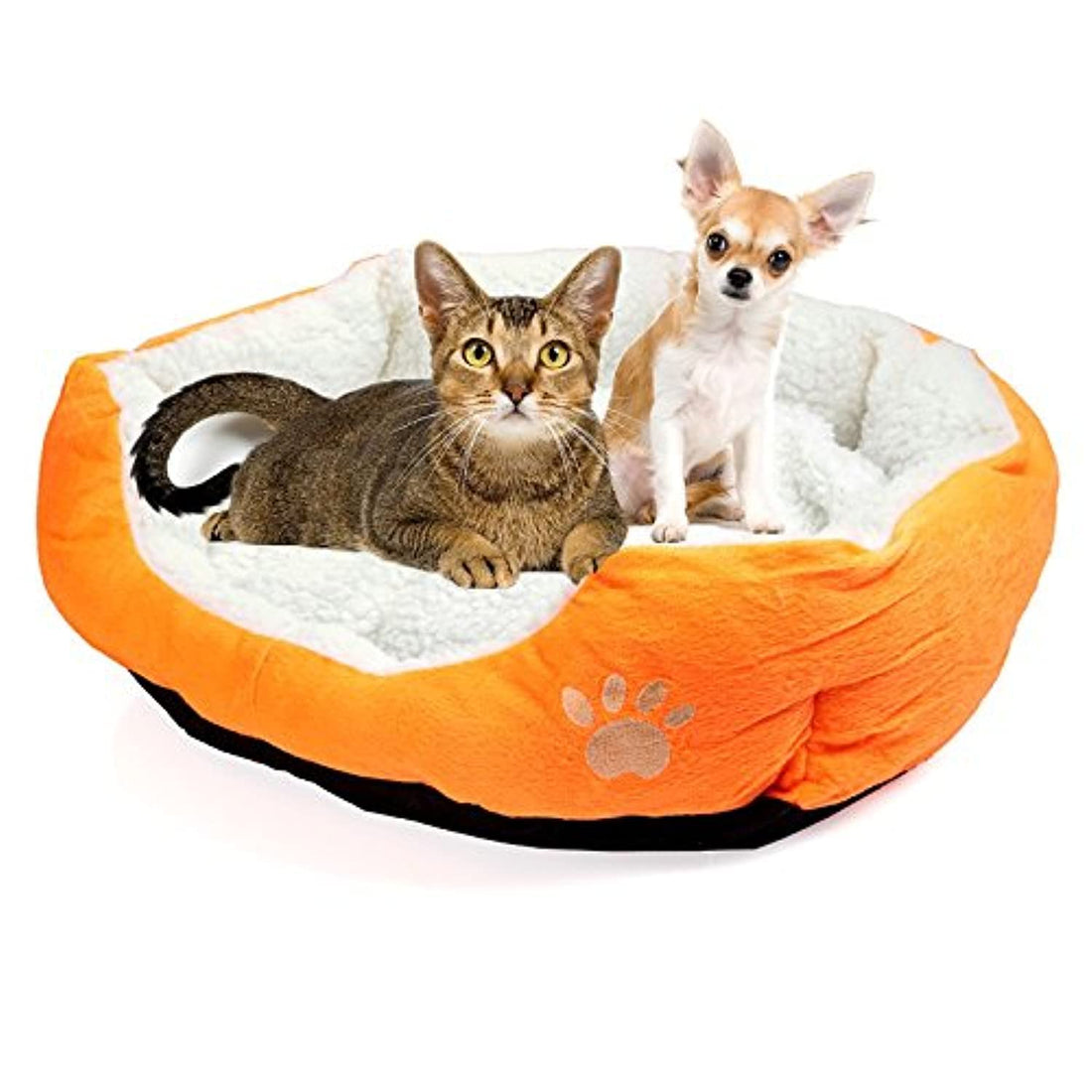 Moro Moro 3 1Pc Pet Dog Nest Puppy Cat Soft Bed Fleece Warm House Kennel Plush Mat-Orange