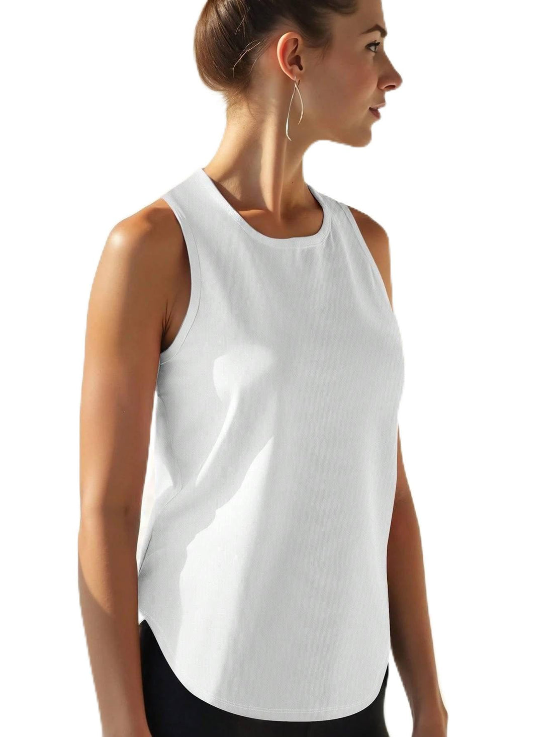 Women's Sports Tank Top White Cotton Sleeveless Fashion