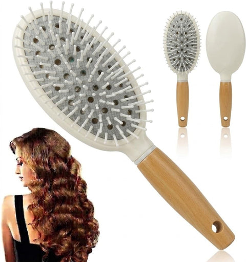 Paddle Cushion Hair Brush for All Hair Types Ball-Tip Nylon Pins Anti-Slide Handle Hairbrush Vented design- MULTI COLOR