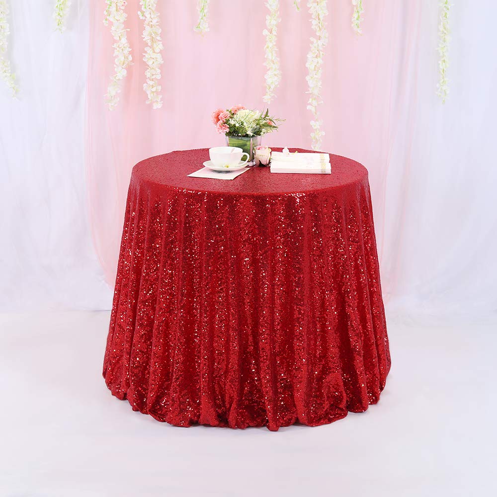 BalsaCircle TRLYC Halloween Party Red Sequin Tablecloth,Round-70Inch