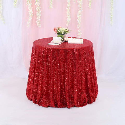 BalsaCircle TRLYC Halloween Party Red Sequin Tablecloth,Round-70Inch