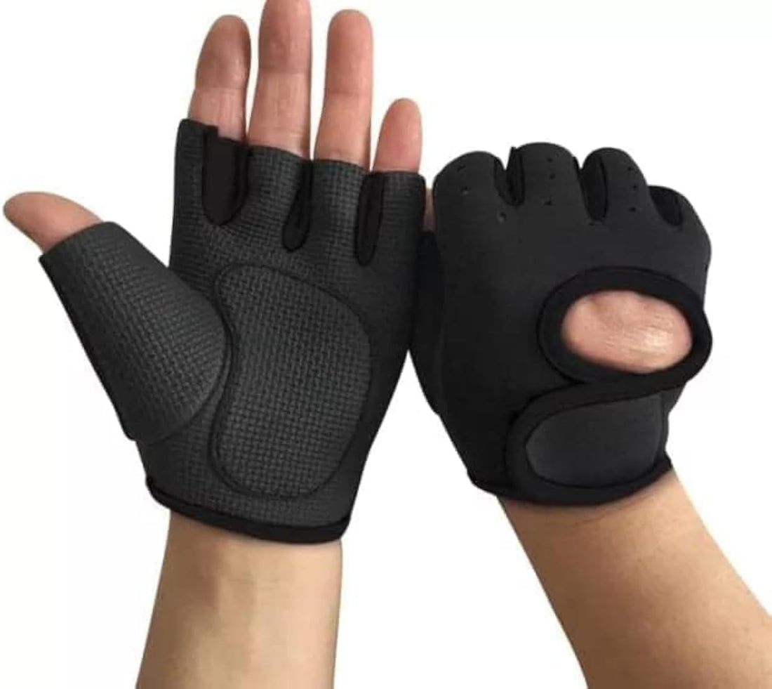 Smart Sport 1 Pair Cycling Gloves Fitness Gym Weightlifting Half Finger Gloves for Men (Large, Black)