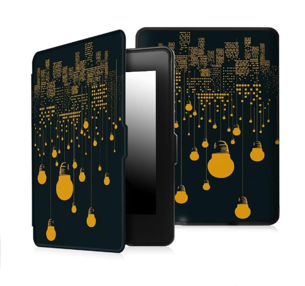 Fekra Premium Pu leather Case for Kindle Paperwhite 11th Generation and Kindle Paperwhite Signature Edition (6.8 inch, 2021 Release) - Cover with Auto Wake/Sleep, (Lights)